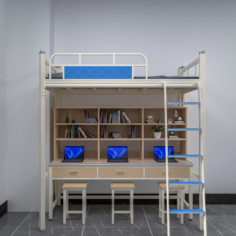 双层连体铁架床 员工宿舍床 上下铺铁床 厂家直销 广前智能家具